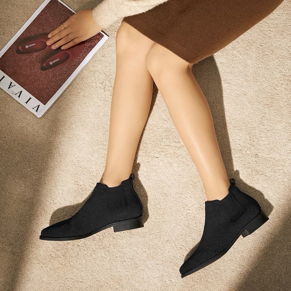 Vivaia Shoes - SOLD VIVAIA Square-Toe Water-Repellent Black Ankle Chelsea Boots (Ryan) Size 39